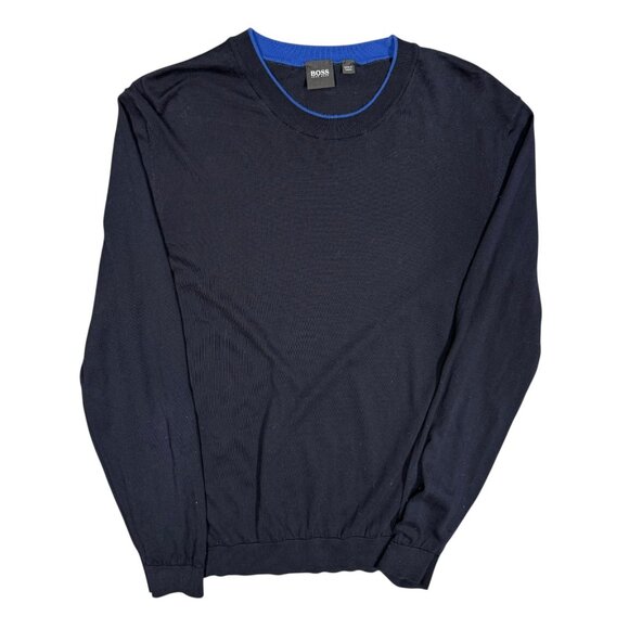 Hugo Boss Sweater Fabello Cotton Knit Lightweight Blue Crewneck XL - Picture 1 of 9